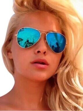 Ray-Ban 3025 Blue Aviator Sunglasses 58mm